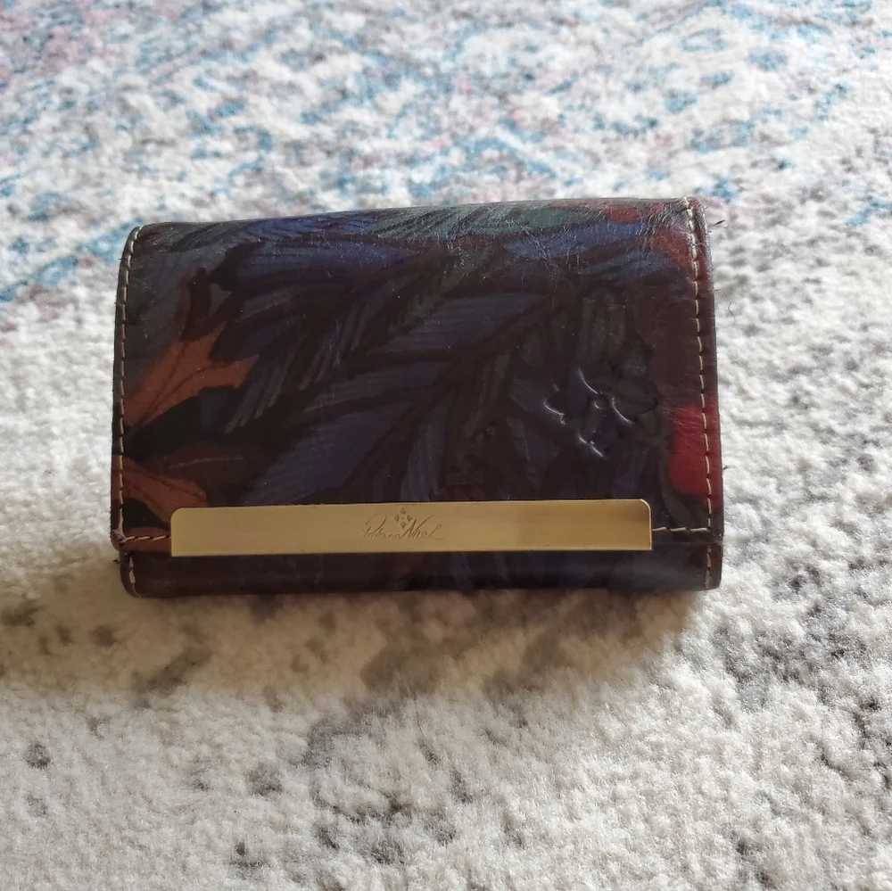 Patricia Nash Multi Color Leather Snap Button Wallet Classic Boho Chic Designer